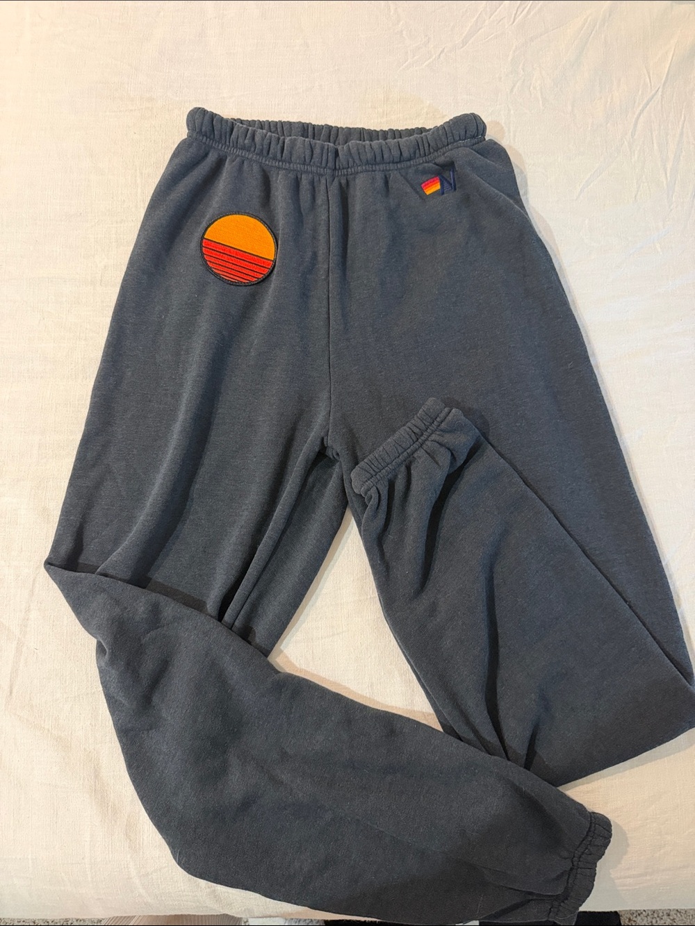 Aviator Nation Charcoal Gray Jogger Pants with Sunset Patch